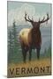 Vermont - Elk Scene-Lantern Press-Mounted Art Print