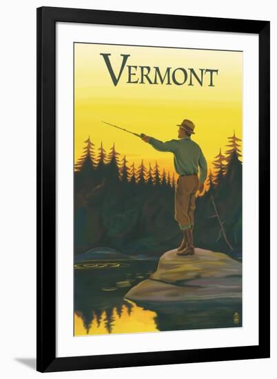 Vermont - Fisherman-Lantern Press-Framed Art Print