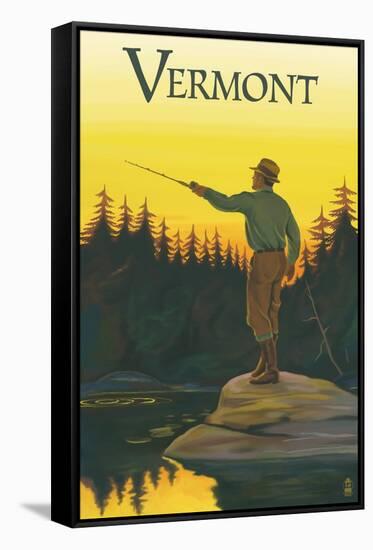 Vermont - Fisherman-Lantern Press-Framed Stretched Canvas