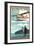 Vermont - Float Plane and Fisherman-Lantern Press-Framed Art Print