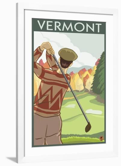 Vermont - Golfing Scene-Lantern Press-Framed Art Print