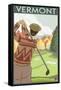 Vermont - Golfing Scene-Lantern Press-Framed Stretched Canvas