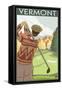 Vermont - Golfing Scene-Lantern Press-Framed Stretched Canvas