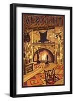 Vermont - Lodge Interior-Lantern Press-Framed Art Print