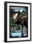 Vermont - Moose - Scratchboard-Lantern Press-Framed Art Print