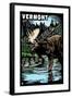 Vermont - Moose - Scratchboard-Lantern Press-Framed Art Print