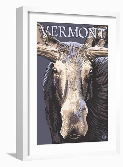 Vermont - Moose Up Close-Lantern Press-Framed Art Print