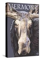 Vermont - Moose Up Close-Lantern Press-Stretched Canvas