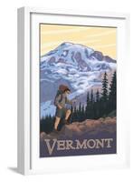 Vermont Mountain Hiker-Lantern Press-Framed Art Print