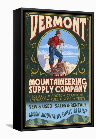 Vermont - Mountaineering Supply Company-Lantern Press-Framed Stretched Canvas