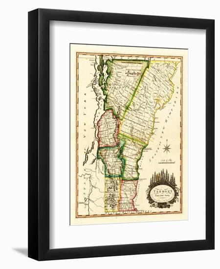 Vermont - Panoramic Map-Lantern Press-Framed Art Print