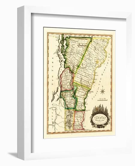 Vermont - Panoramic Map-Lantern Press-Framed Art Print