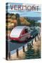 Vermont - Retro Camper on Road-Lantern Press-Stretched Canvas