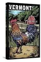 Vermont - Rooster - Scratchboard-Lantern Press-Stretched Canvas