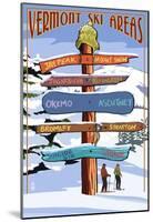 Vermont - Ski Areas Sign Destinations-null-Mounted Poster
