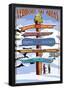 Vermont - Ski Areas Sign Destinations-null-Framed Poster