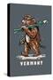 Vermont - Ski Brown Bear - Contour - Lantern Press Artwork-Lantern Press-Stretched Canvas