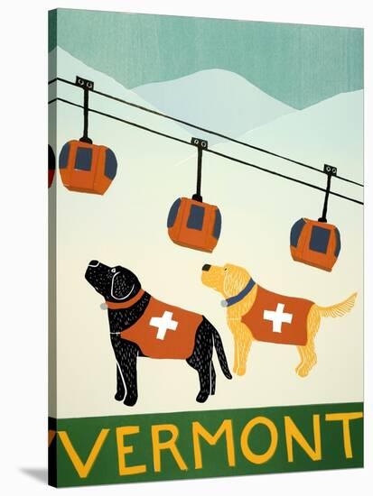 Vermont Ski Patrol Black-Stephen Huneck-Stretched Canvas