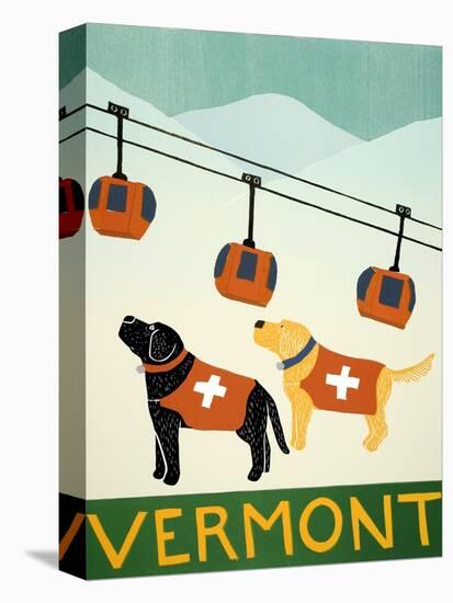 Vermont Ski Patrol Black-Stephen Huneck-Stretched Canvas