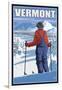 Vermont - Skier Admiring View-Lantern Press-Framed Art Print