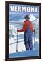Vermont - Skier Admiring View-Lantern Press-Framed Art Print