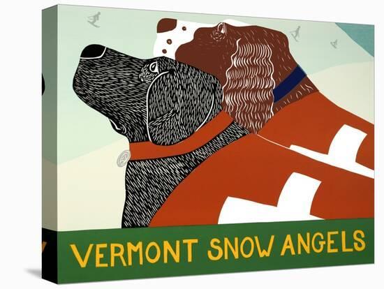 Vermont Snow Angels Black And Springer-Stephen Huneck-Stretched Canvas