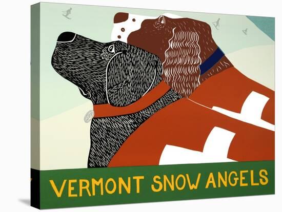 Vermont Snow Angels Black And Springer-Stephen Huneck-Stretched Canvas