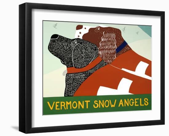 Vermont Snow Angels Black And Springer-Stephen Huneck-Framed Giclee Print