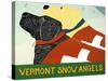 Vermont Snow Angels Black Yellow-Stephen Huneck-Stretched Canvas