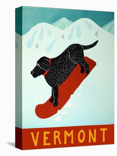 Vermont Snowboard Black-Stephen Huneck-Stretched Canvas