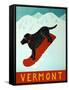 Vermont Snowboard Black-Stephen Huneck-Framed Stretched Canvas