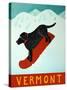 Vermont Snowboard Black-Stephen Huneck-Stretched Canvas