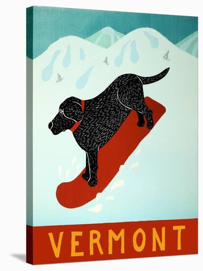 Vermont Snowboard Black-Stephen Huneck-Stretched Canvas