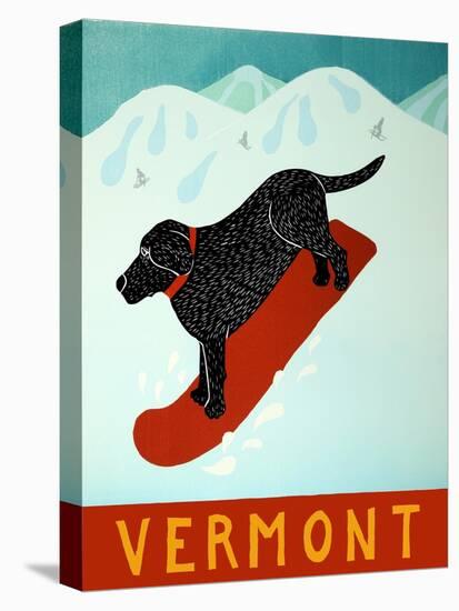 Vermont Snowboard Black-Stephen Huneck-Stretched Canvas