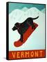 Vermont Snowboard Black-Stephen Huneck-Framed Stretched Canvas