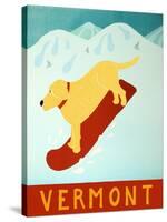Vermont Snowboard Yellow-Stephen Huneck-Stretched Canvas