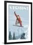 Vermont - Snowboarder Jumping-Lantern Press-Framed Art Print