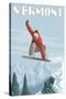 Vermont - Snowboarder Jumping-Lantern Press-Stretched Canvas