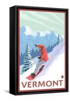 Vermont - Snowboarder Scene-Lantern Press-Framed Stretched Canvas