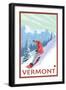 Vermont - Snowboarder Scene-Lantern Press-Framed Art Print