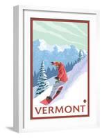 Vermont - Snowboarder Scene-Lantern Press-Framed Art Print