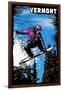 Vermont - Snowboarder - Scratchboard-Lantern Press-Framed Art Print