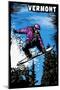 Vermont - Snowboarder - Scratchboard-Lantern Press-Mounted Art Print