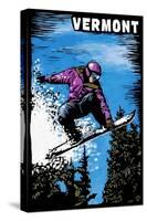 Vermont - Snowboarder - Scratchboard-Lantern Press-Stretched Canvas