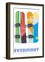 Vermont, Snowboards in the Snow-Lantern Press-Framed Art Print