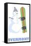 Vermont, Snowman with Snowboard-Lantern Press-Framed Stretched Canvas