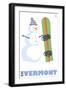 Vermont, Snowman with Snowboard-Lantern Press-Framed Art Print