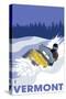 Vermont, Snowmobile Scene-Lantern Press-Stretched Canvas