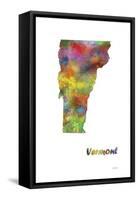 Vermont State Map 1-Marlene Watson-Framed Stretched Canvas