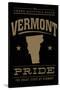 Vermont State Pride - Gold on Black-Lantern Press-Stretched Canvas